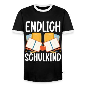 School 1st Grade - Men's Ringer Shirt - black/white - Front - AI Model Female 172 light (172cm) & AI Model Male 178 light (178cm)