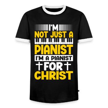 Klavier Christliche Musik Jesus Pianist Gott - Männer Kontrast-T-Shirt - Schwarz/Weiß - Vorne - AI Model Female 172 light (172cm) & AI Model Male 178 light (178cm)