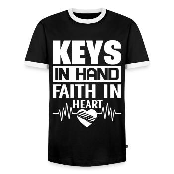 Klavier Christliche Musik Jesus Pianist Gott - Männer Kontrast-T-Shirt - Schwarz/Weiß - Vorne - AI Model Female 172 light (172cm) & AI Model Male 178 light (178cm)