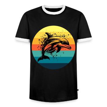 Delfin - Männer Kontrast-T-Shirt - Schwarz/Weiß - Vorne - AI Model Female 172 light (172cm) & AI Model Male 178 light (178cm)