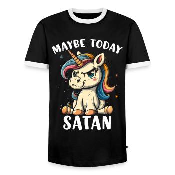 Maybe Today Satan - Männer Kontrast-T-Shirt - Schwarz/Weiß - Vorne - AI Model Female 172 light (172cm) & AI Model Male 178 light (178cm)