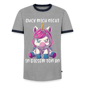Ne me regarde pas sur ce ton - T-shirt contrasté Homme - gris/marine  - Devant - AI Model Female 172 light (172cm) & AI Model Male 178 light (178cm)