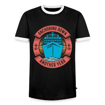 Kreuzfahrt Birthday Cruise - Men's Ringer Shirt - black/white - Front - AI Model Female 172 light (172cm) & AI Model Male 178 light (178cm)