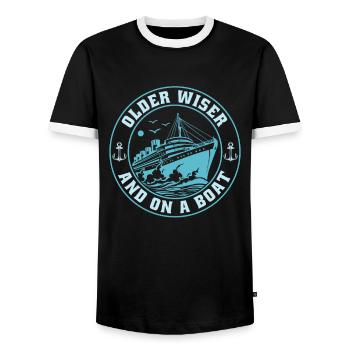 Kreuzfahrt Birthday Cruise - Men's Ringer Shirt - black/white - Front - AI Model Female 172 light (172cm) & AI Model Male 178 light (178cm)