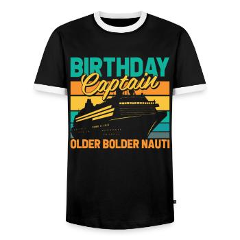 Kreuzfahrt Birthday Cruise - Men's Ringer Shirt - black/white - Front - AI Model Female 172 light (172cm) & AI Model Male 178 light (178cm)