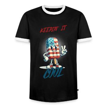 Drapeau américain rétro vintage Keepin It Cool - T-shirt contrasté Homme - noir/blanc - Devant - AI Model Female 172 light (172cm) & AI Model Male 178 light (178cm)
