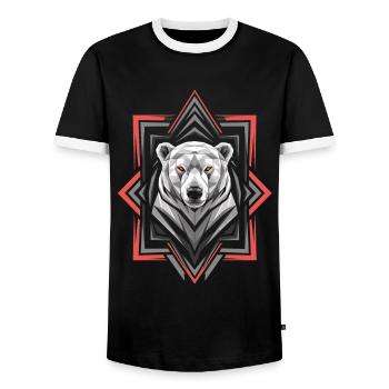Geometrischer Eisbär Kopf Kunstwerk - Männer Kontrast-T-Shirt - Schwarz/Weiß - Vorne - AI Model Female 172 light (172cm) & AI Model Male 178 light (178cm)
