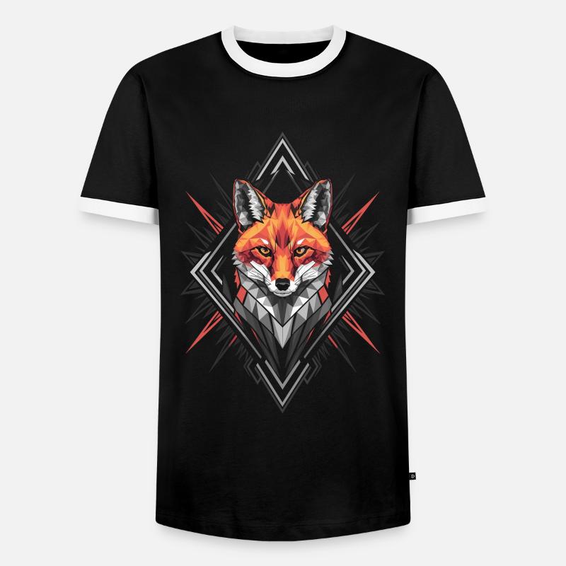 Geometric Fox Artwork - Men's Ringer Shirt - black/white