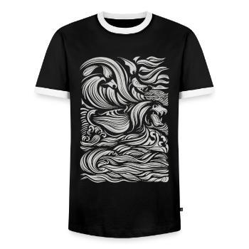 Aztec god Aztec mythology Chalchiuhtotolin - Men's Ringer Shirt - black/white - Front - AI Model Female 172 light (172cm) & AI Model Male 178 light (178cm)