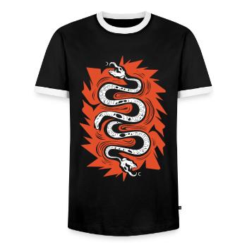 Dieu aztèque Mythologie ancienne Coatlicue - T-shirt contrasté Homme - noir/blanc - Devant - AI Model Female 172 light (172cm) & AI Model Male 178 light (178cm)