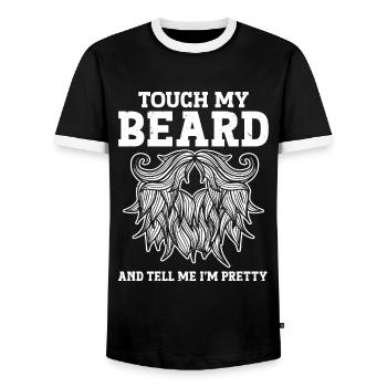 Citation à barbe Hommes barbus - T-shirt contrasté Homme - noir/blanc - Devant - AI Model Female 172 light (172cm) & AI Model Male 178 light (178cm)