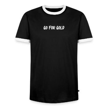 Bowling - Go for gold - Men's Ringer Shirt - black/white - Front - AI Model Female 172 light (172cm) & AI Model Male 178 light (178cm)