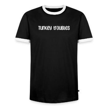 Bowling - Turkey troubles - Männer Kontrast-T-Shirt - Schwarz/Weiß - Vorne - AI Model Female 172 light (172cm) & AI Model Male 178 light (178cm)