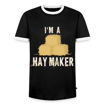 Lustiger Heumacher Bauernhof Lebensstil Heu - Männer Kontrast-T-Shirt - Schwarz/Weiß - Vorne - AI Model Female 172 light (172cm) & AI Model Male 178 light (178cm)