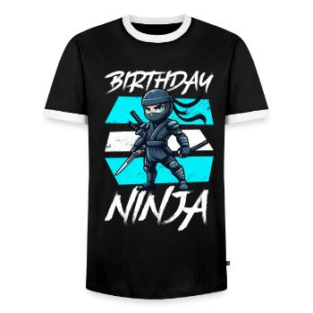 Birthday Ninja Birthday Party Theme Bday Ninja - Men's Ringer Shirt - black/white - Front - AI Model Female 172 light (172cm) & AI Model Male 178 light (178cm)