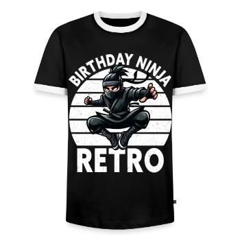 Birthday Ninja Birthday Party Theme Bday Ninja - Men's Ringer Shirt - black/white - Front - AI Model Female 172 light (172cm) & AI Model Male 178 light (178cm)