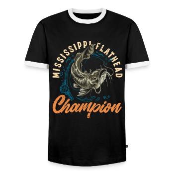 Drôle d’amateur de poisson-chat poisson à tête plate - T-shirt contrasté Homme - noir/blanc - Devant - AI Model Female 172 light (172cm) & AI Model Male 178 light (178cm)