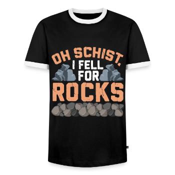 Rock Hunting Mineral Hunter - Men's Ringer Shirt - black/white - Front - AI Model Female 172 light (172cm) & AI Model Male 178 light (178cm)