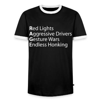 Rage Red Lights Aggressive Drivers - Männer Kontrast-T-Shirt - Schwarz/Weiß - Vorne - AI Model Female 172 light (172cm) & AI Model Male 178 light (178cm)