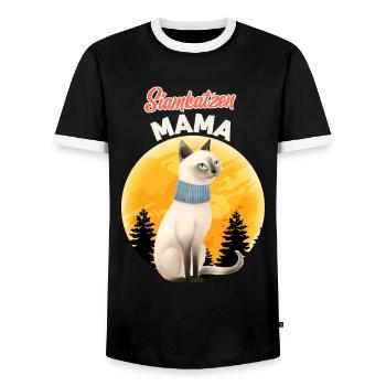 SIAMESE MOM SIAMESE CAT MOM Siamese Cats - Men's Ringer Shirt - black/white - Front - AI Model Female 172 light (172cm) & AI Model Male 178 light (178cm)