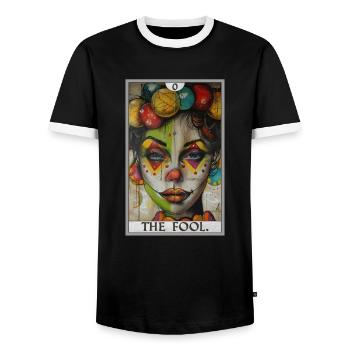 Tarot Cards Tarot Card The Fool The Fool - Men's Ringer Shirt - black/white - Front - AI Model Female 172 light (172cm) & AI Model Male 178 light (178cm)
