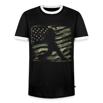 Baseball Hommes Femmes Enfants Joueur Lanceur Softball - T-shirt contrasté Homme - noir/blanc - Devant - AI Model Female 172 light (172cm) & AI Model Male 178 light (178cm)