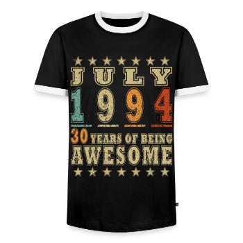 Né en juillet 1994 Né en juillet 1994 Né en juillet 1994 - T-shirt contrasté Homme - noir/blanc - Devant - AI Model Female 172 light (172cm) & AI Model Male 178 light (178cm)