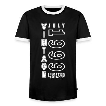 Vintage Juli 1999 Geburtstagsgeschenk Juli 1999 - Männer Kontrast-T-Shirt - Schwarz/Weiß - Vorne - AI Model Female 172 light (172cm) & AI Model Male 178 light (178cm)