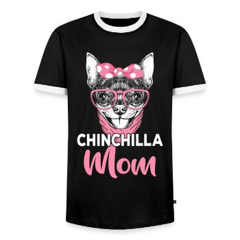 Chinchilla Mom Funny Pet Owner - Men's Ringer Shirt - black/white - Front - AI Model Female 172 light (172cm) & AI Model Male 178 light (178cm)