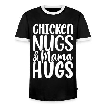 Chicken Nugs And Mom Hugs Funny Chicken Nuggets - Men's Ringer Shirt - black/white - Front - AI Model Female 172 light (172cm) & AI Model Male 178 light (178cm)