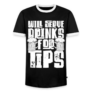 Bartender Mixologist Will Serve - Men's Ringer Shirt - black/white - Front - AI Model Female 172 light (172cm) & AI Model Male 178 light (178cm)