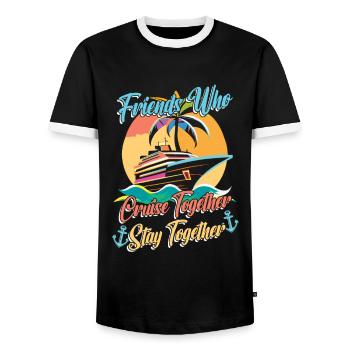 Cruise - Men's Ringer Shirt - black/white - Front - AI Model Female 172 light (172cm) & AI Model Male 178 light (178cm)