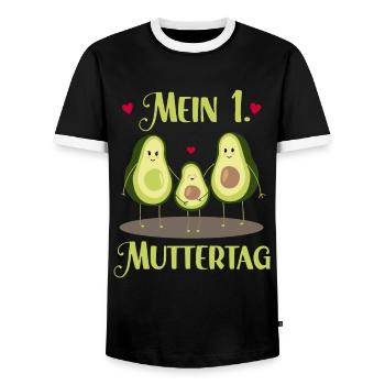 Future maman 1ère fête des mères bientôt maman - T-shirt contrasté Homme - noir/blanc - Devant - AI Model Female 172 light (172cm) & AI Model Male 178 light (178cm)