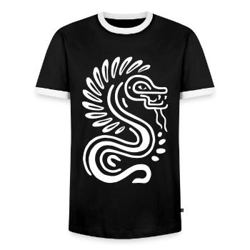 Aztec God Ancient Mythology Quetzalcoatl - Men's Ringer Shirt - black/white - Front - AI Model Female 172 light (172cm) & AI Model Male 178 light (178cm)