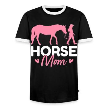Cheval Maman Cheval Cavalier Maman Cheval Femmes - T-shirt contrasté Homme - noir/blanc - Devant - AI Model Female 172 light (172cm) & AI Model Male 178 light (178cm)