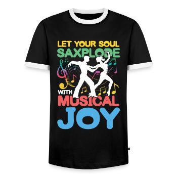 Let Your Soul Saxplode With Musical Joy - Männer Kontrast-T-Shirt - Schwarz/Weiß - Vorne - AI Model Female 172 light (172cm) & AI Model Male 178 light (178cm)