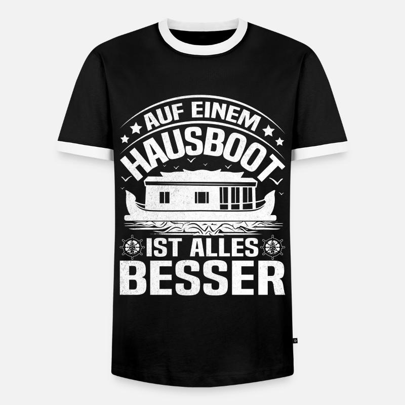 Hausbootbesitzer Bootschein Bootbesitzer - Männer Kontrast-T-Shirt - Schwarz/Weiß