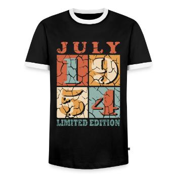 Anniversaire Juillet 1954 Année 1954 Juillet Année 1954 - T-shirt contrasté Homme - noir/blanc - Devant - AI Model Female 172 light (172cm) & AI Model Male 178 light (178cm)
