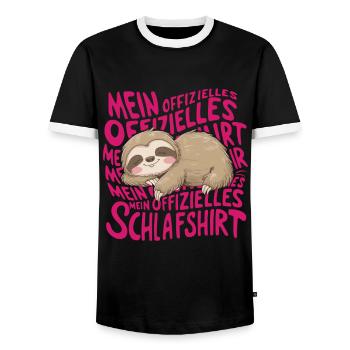 Mein offizielles Schlafshirt - Männer Kontrast-T-Shirt - Schwarz/Weiß - Vorne - AI Model Female 172 light (172cm) & AI Model Male 178 light (178cm)