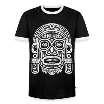 Mayan God Mayan Mythology Ek Chuah Mask - Men's Ringer Shirt - black/white - Front - AI Model Female 172 light (172cm) & AI Model Male 178 light (178cm)