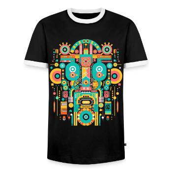 Dieu Maya Mythologie Maya Itzamna - T-shirt contrasté Homme - noir/blanc - Devant - AI Model Female 172 light (172cm) & AI Model Male 178 light (178cm)
