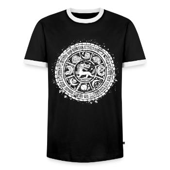 Dieu Maya Mythologie Maya Itzamna - T-shirt contrasté Homme - noir/blanc - Devant - AI Model Female 172 light (172cm) & AI Model Male 178 light (178cm)