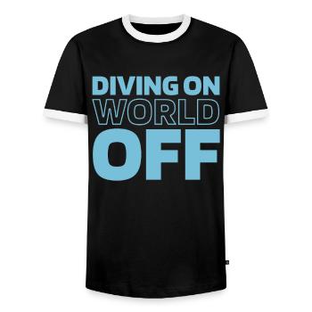 Plongée Plongeur Plongée sur World Off - T-shirt contrasté Homme - noir/blanc - Devant - AI Model Female 172 light (172cm) & AI Model Male 178 light (178cm)