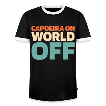 Capoeira Danse Martiale Capoeira On World Off - T-shirt contrasté Homme - noir/blanc - Devant - AI Model Female 172 light (172cm) & AI Model Male 178 light (178cm)