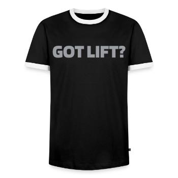 Fahrstuhl Aufzug - Männer Kontrast-T-Shirt - Schwarz/Weiß - Vorne - AI Model Female 172 light (172cm) & AI Model Male 178 light (178cm)