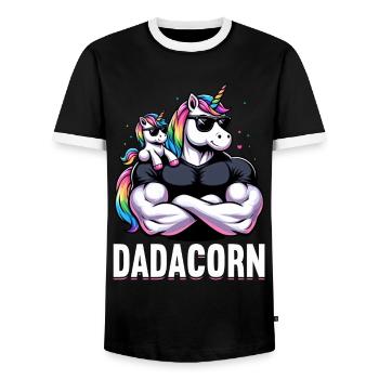 Dadacorn Unicorn Dad Dad Father's Day Daughter - Men's Ringer Shirt - black/white - Front - AI Model Female 172 light (172cm) & AI Model Male 178 light (178cm)