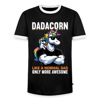 Dadacorn Unicorn Dad Dad Father's Day Daughter - Men's Ringer Shirt - black/white - Front - AI Model Female 172 light (172cm) & AI Model Male 178 light (178cm)
