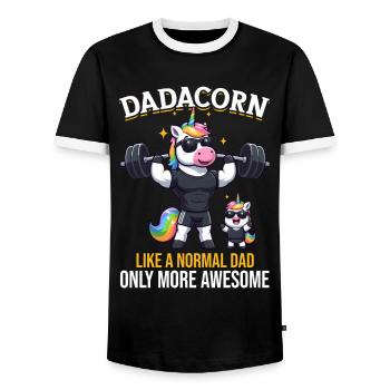 Dadacorn Unicorn Dad Dad Father's Day Daughter - Men's Ringer Shirt - black/white - Front - AI Model Female 172 light (172cm) & AI Model Male 178 light (178cm)