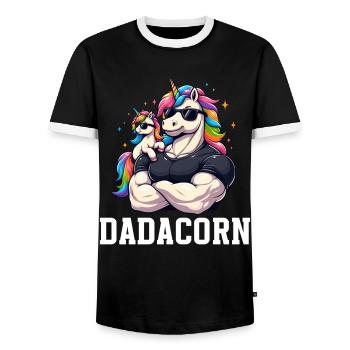 Dadacorn Unicorn Dad Dad Father's Day Daughter - Men's Ringer Shirt - black/white - Front - AI Model Female 172 light (172cm) & AI Model Male 178 light (178cm)