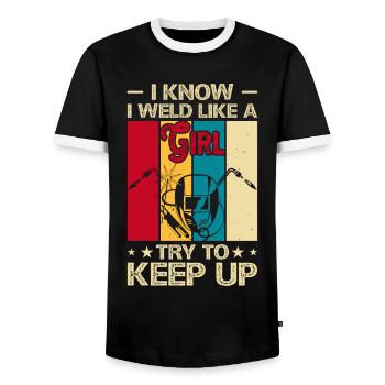 Schweißer Sagt Lustiges Schweißen Boilermaker Schweißer - Männer Kontrast-T-Shirt - Schwarz/Weiß - Vorne - AI Model Female 172 light (172cm) & AI Model Male 178 light (178cm)